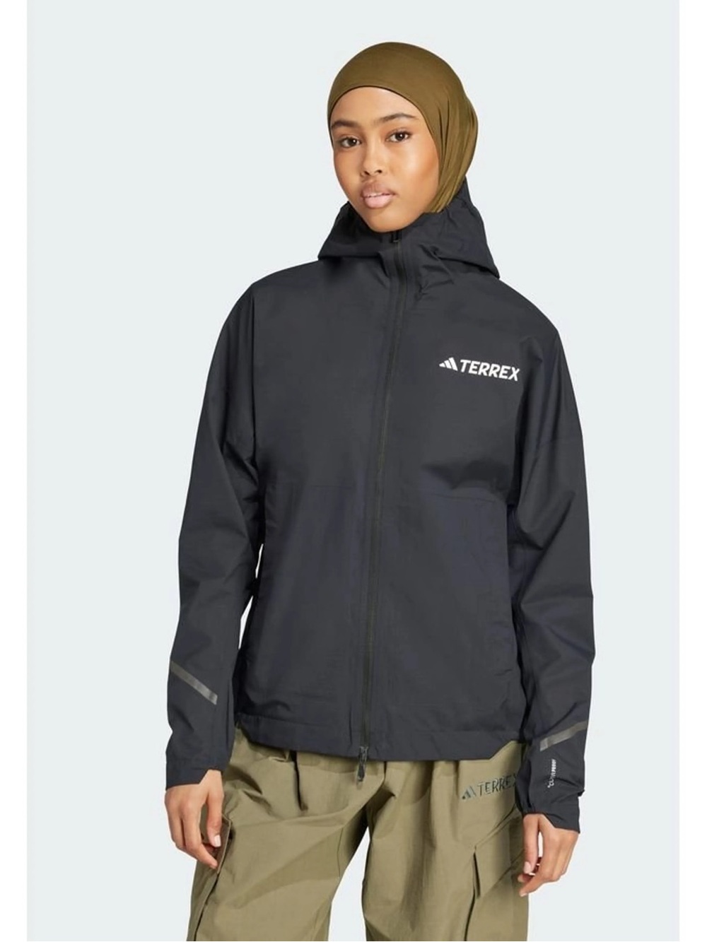 Adidas Terrex XPR Light Rain Jacket Women’s XL Black Climaproof Hooded MSRP $180